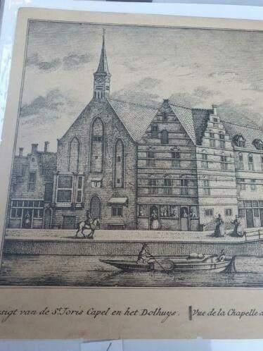 Delft Gesigt St. Joris Capel en het Dolhuys 1736 Schenk, Antiek en Kunst, Ophalen
