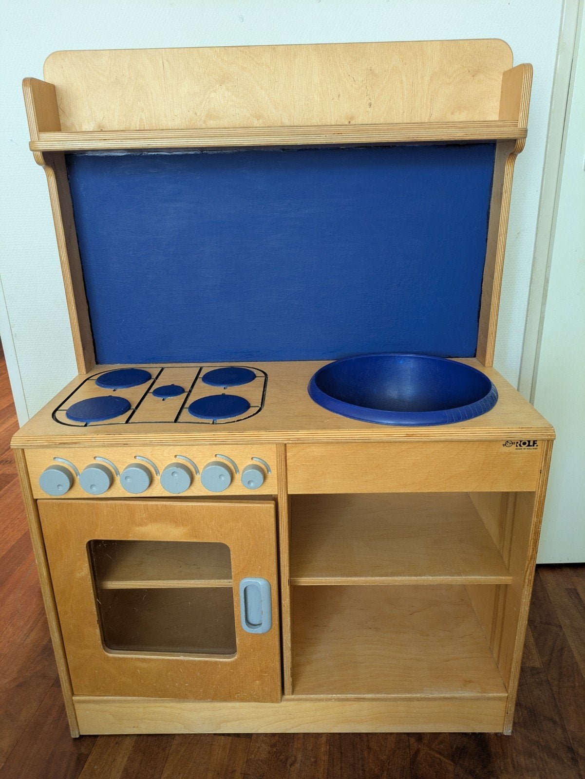 Rolf houten speelkeuken met blauwe krijtverf achterwand, Ophalen, Gebruikt, Ontdekken