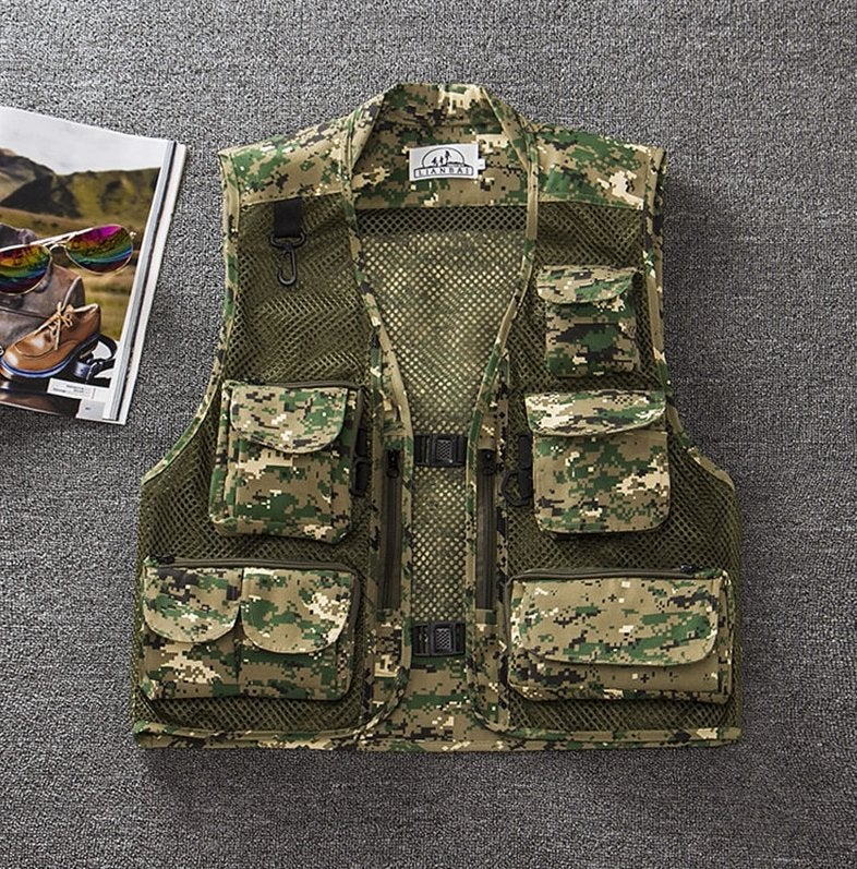 Groene camouflage bodywarmer vest leger outdoor vissen jas, Verzenden, Nieuw, Overige maten, Groen