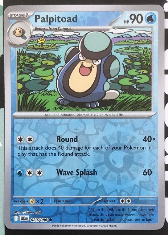 Pokemon - Palpitoad (BLK 020) - Reverse holo.., Ophalen of Verzenden, Nieuw, Losse kaart, Foil