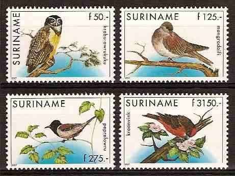 Suriname 951/4 postfris Vogels 1997, Ophalen of Verzenden, Postfris