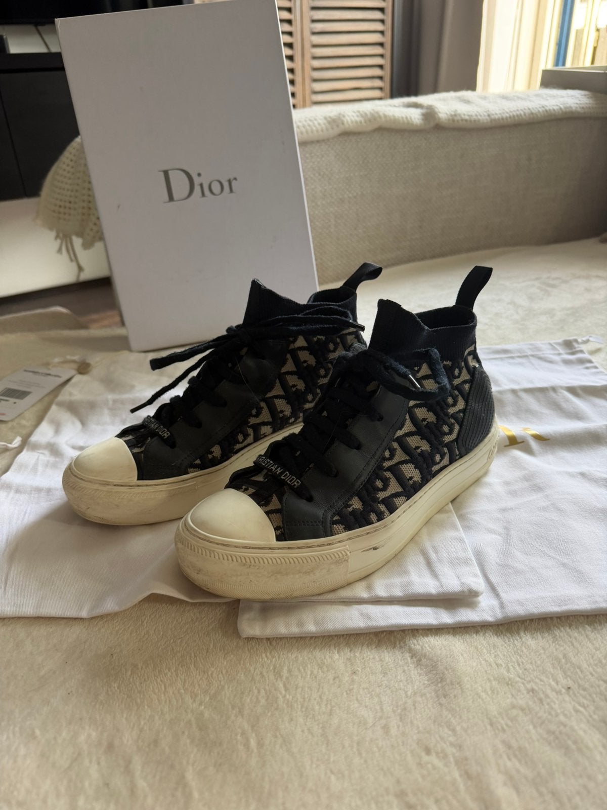 Orginele dior dames sneakers maat 37, Ophalen, Zo goed als nieuw, Zwart, Sneakers of Gympen