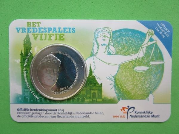 (vaw4068) Coincard 2013 Vredespaleis Vijfje UNC, Ophalen of Verzenden, Koningin Beatrix, Euro's, Setje