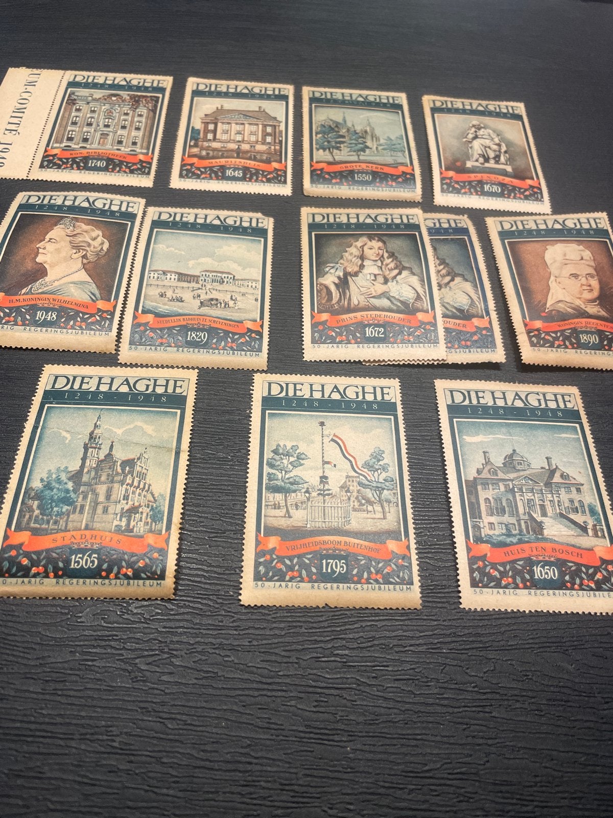 Postzegels 'Die Haghe 1248-1948' - 50-jarig Regeringsjubileu, Ophalen of Verzenden, Na 1940, Gestempeld