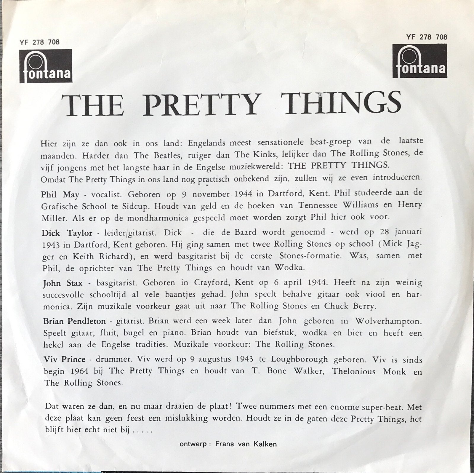 Foto 3 van The PRETTY THINGS - Don’t bring me down (NL’64)pl.HEEL MOOI