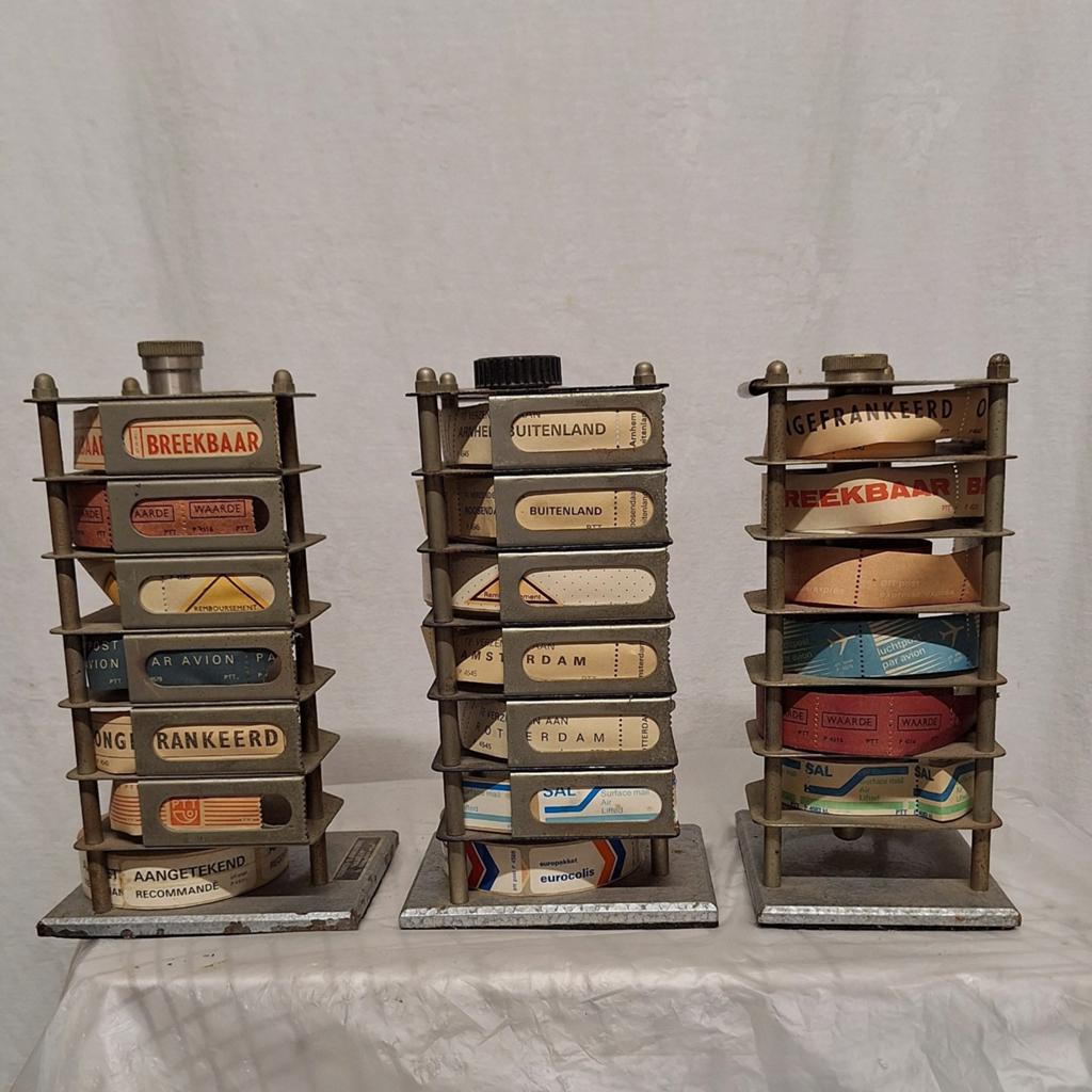 Vintage PTT etikettendispenser / labelhouder – set van 3, Ophalen of Verzenden