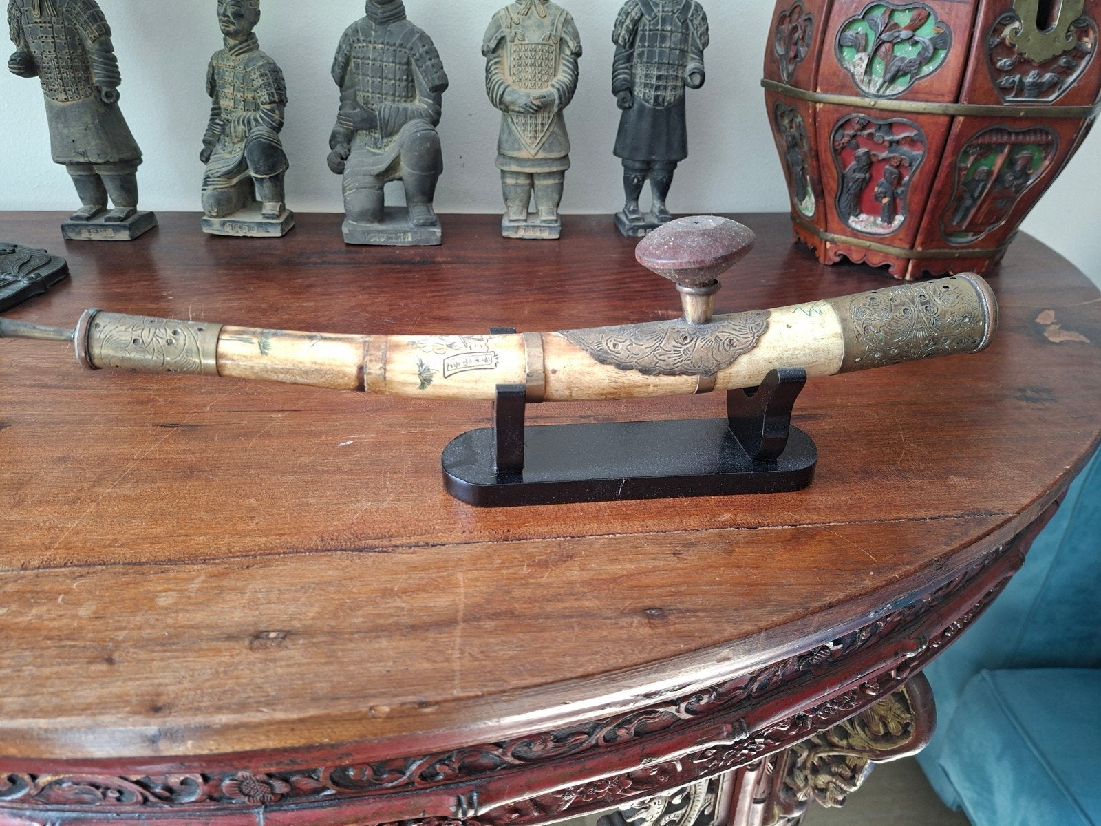 Chinese Opiumpijp met Bronzen Details, Ophalen of Verzenden