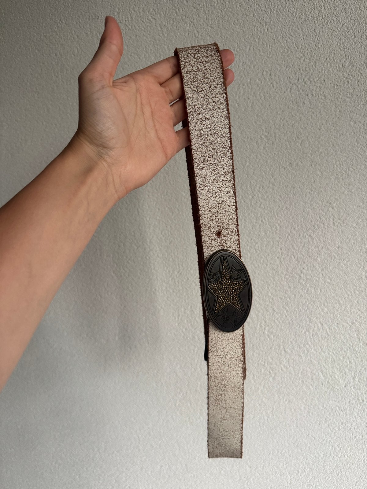 Vintage Y2K wit leren riem met ster gesp, Kleding | Dames, Riemen en Ceinturen, Vintage, 3 tot 5 cm, Vintage, 90 tot 100 cm