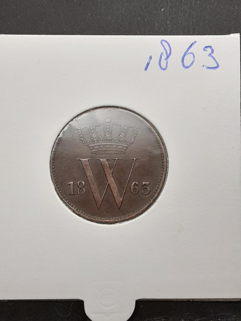 1 cent 1863 Koning Willem III, Ophalen of Verzenden, Koning Willem III, 1 cent, Losse munt