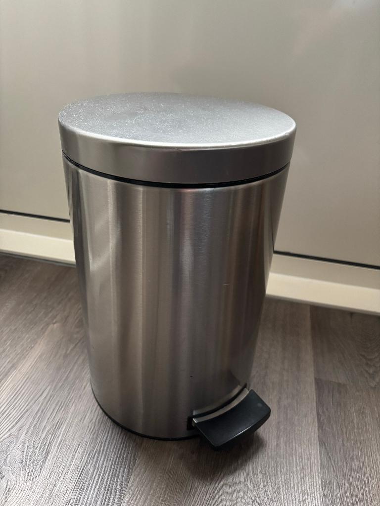 Brabantia prullenbak 12 liter, Ophalen, Gebruikt, Met pedaal, Rvs