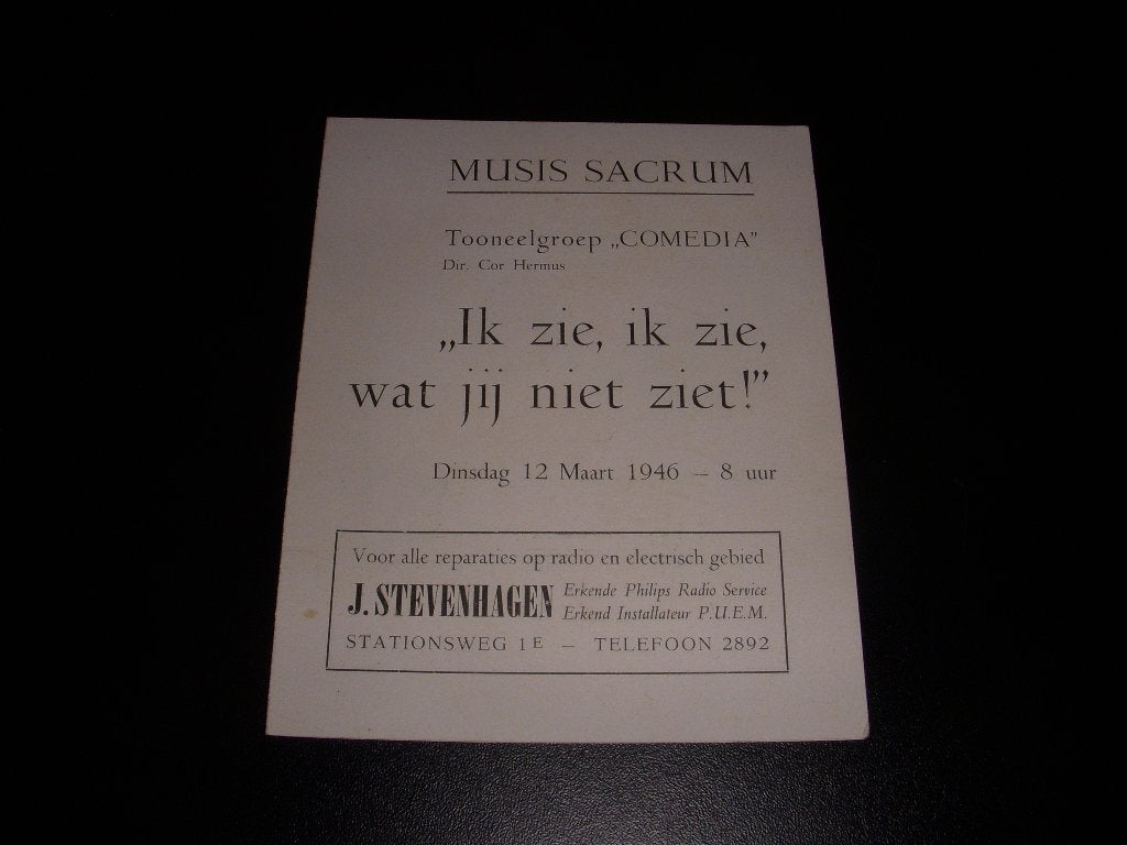 Programma blijspel Ik zie, Ik zie, wat jij niet ziet ! 1946, Ophalen of Verzenden, Gebruikt, Boek, Tijdschrift of Artikel