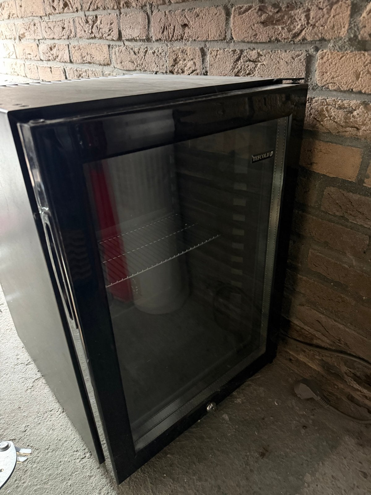 Compacte Drankkoelkast met Glazen Deur, Ophalen of Verzenden, Minder dan 75 liter, Zonder vriesvak, Gebruikt