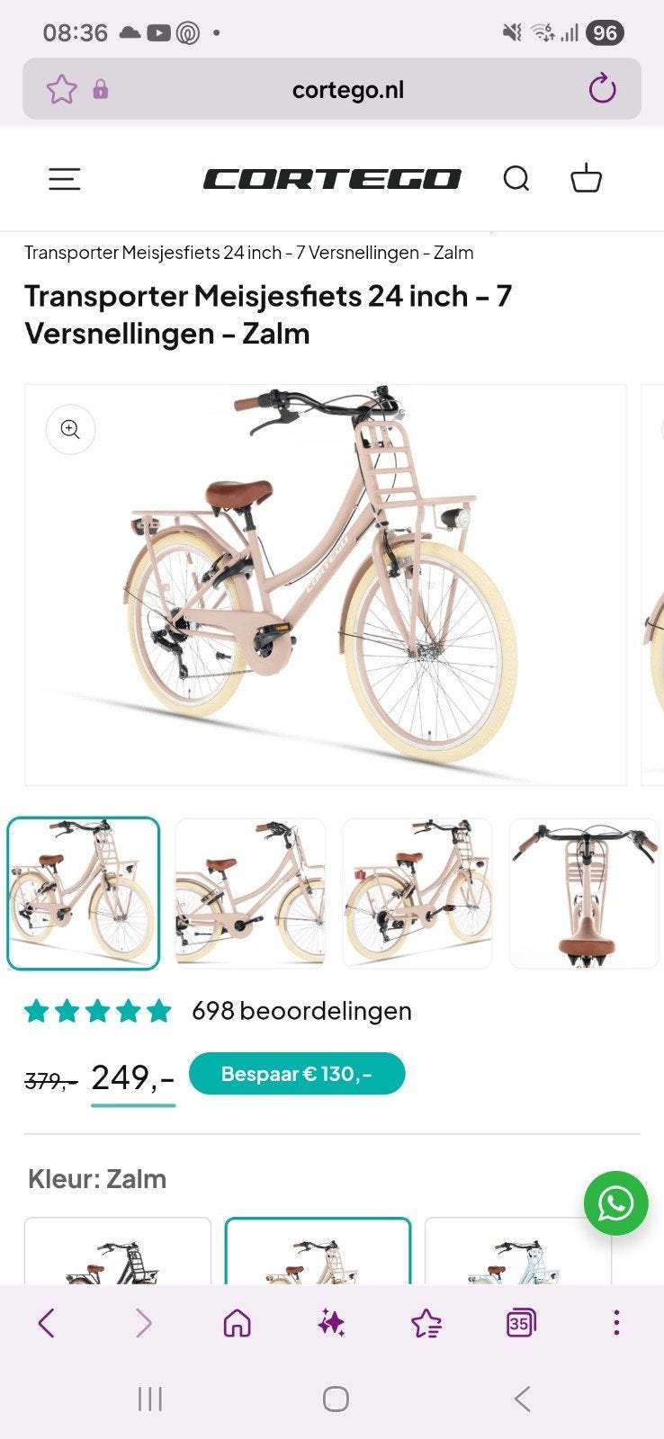 Meisjesfiets 24 inch €50,--, Ophalen, Handrem, Spirit, Gebruikt
