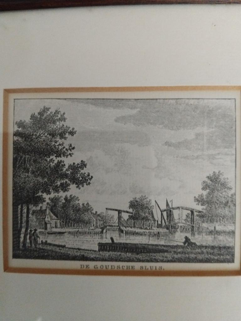 De Goudsche sluis, 19e eeuwse ets, Antiek en Kunst, Kunst | Etsen en Gravures, Ophalen of Verzenden