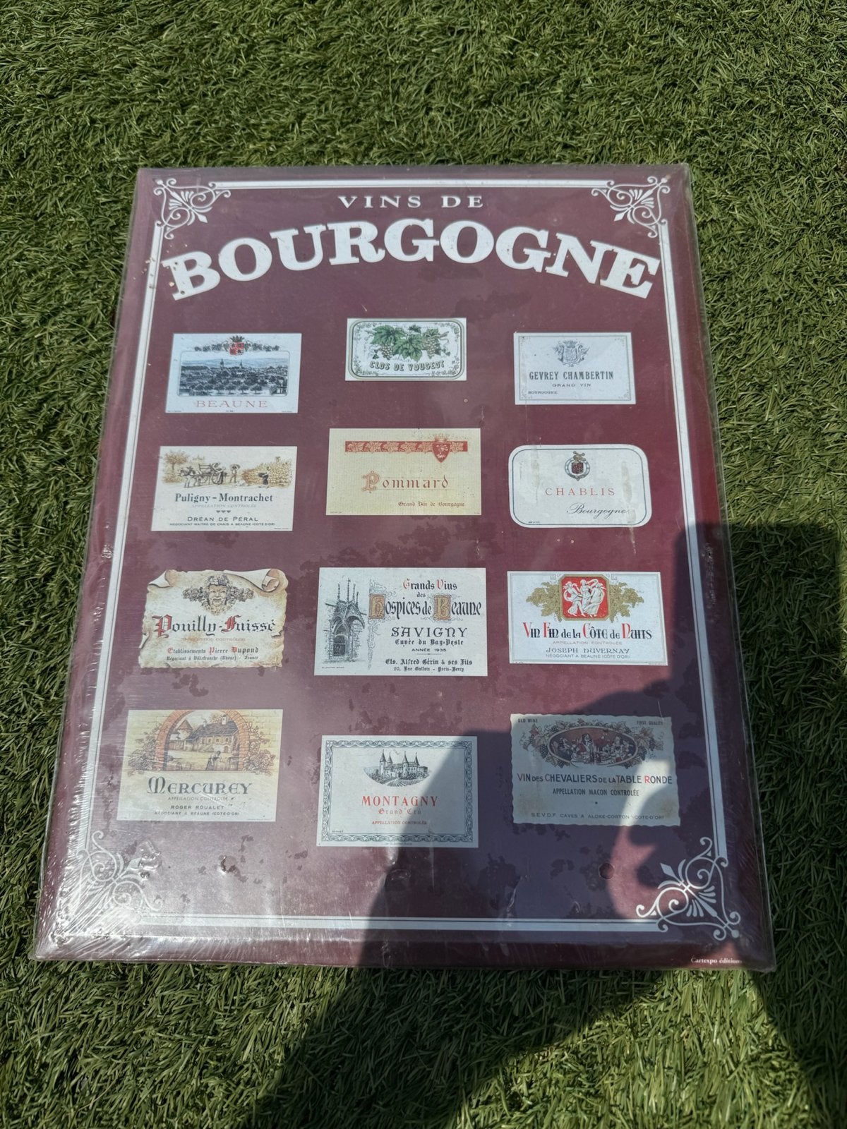 Oude emaille wandplaat 'Vins de Bourgogne' - Nieuw in verpak, Ophalen of Verzenden