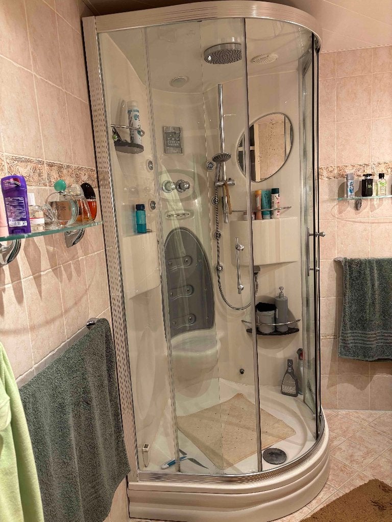 Complete douche- en stoomcabine in de kleur pergamon, Ophalen, Gebruikt, Chroom, Douche