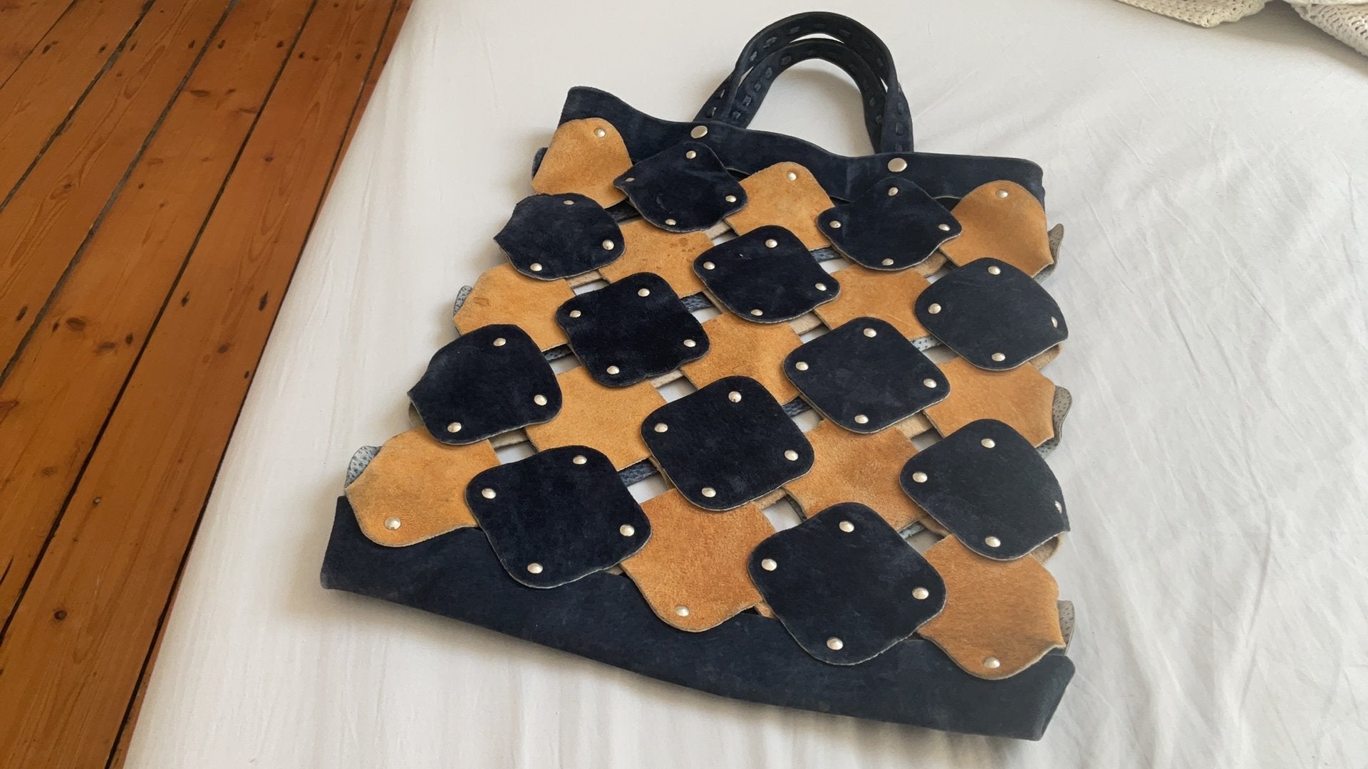 Vintage tasje uit de jaren '60 of '70, Ophalen of Verzenden, Gebruikt, Blauw, Shopper