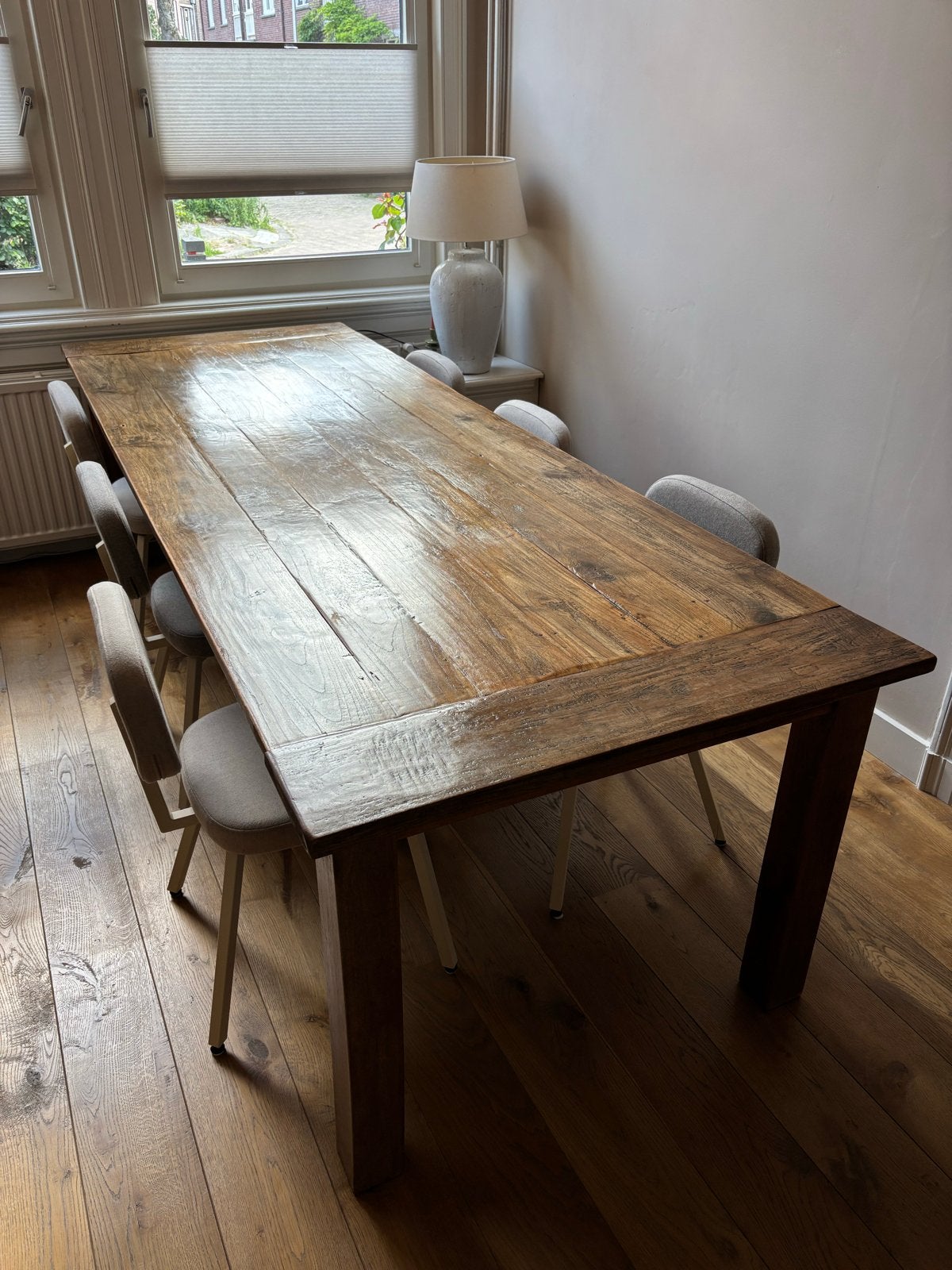 Teak houten eettafel - 280x100, Ophalen, Gebruikt, Teakhout, 200 cm of meer