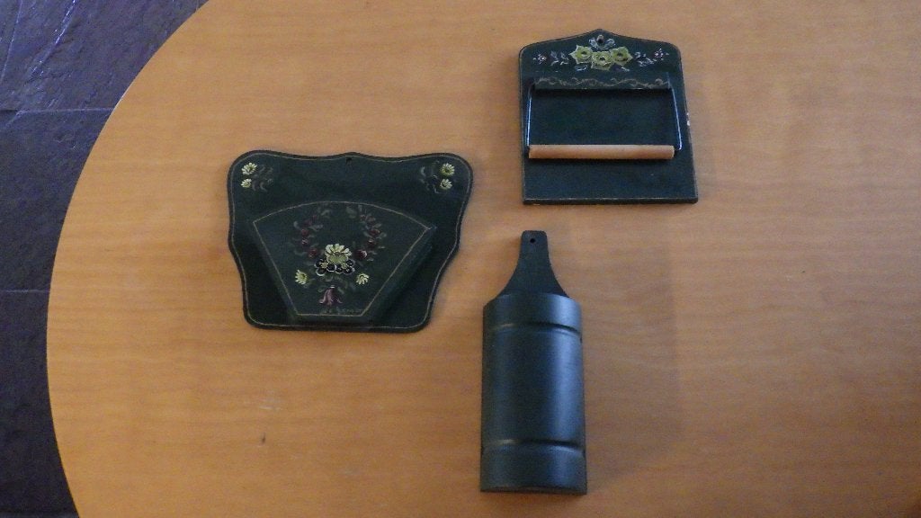 retro koffiefillter-, toiletrolhouder, bakje van groen hout, Ophalen of Verzenden, Overige typen