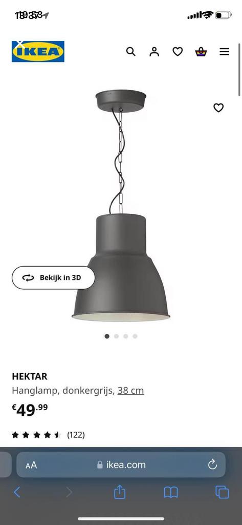 Ikea Industriele Lamp, Huis en Inrichting, Lampen | Hanglampen, Ophalen, Zo goed als nieuw, Minder dan 50 cm