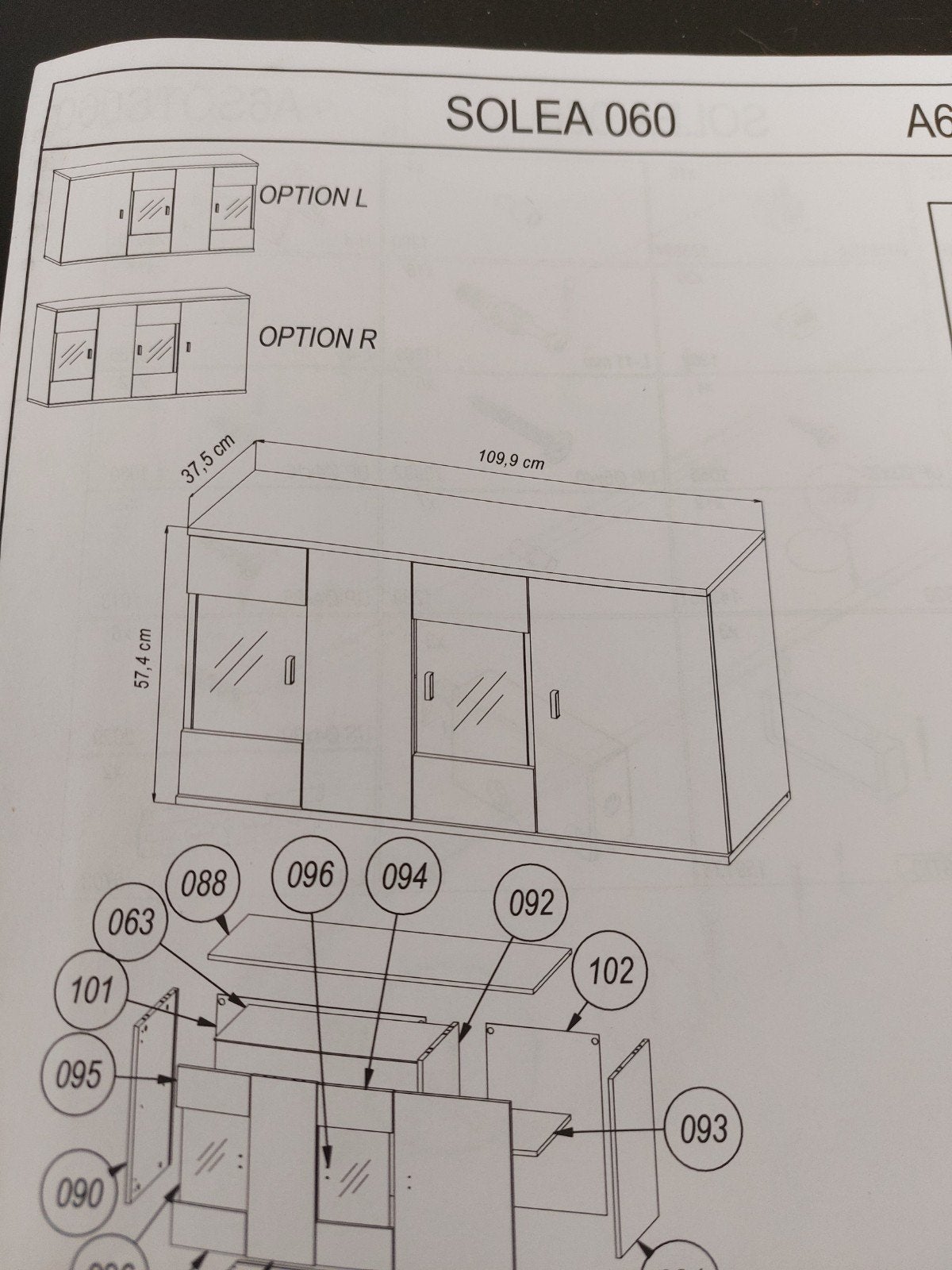 Wandkast Solea 060 met glazen deuren