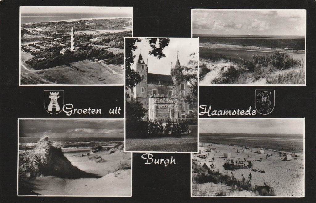 BURGH-HAAMSTEDE Strand Duin Molen met Inkleuring 1960, Verzamelen, Verzenden, 1940 tot 1960, Gelopen, Zeeland