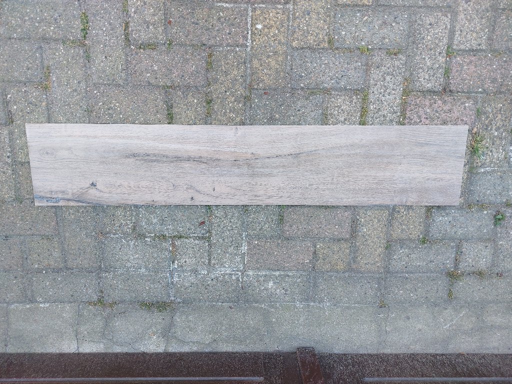 Tegels 119,5 x 21,5 bruin/grijs houtlook, Doe-het-zelf en Verbouw, Tegels, Ophalen, 60 cm of meer, Keramiek, Nieuw