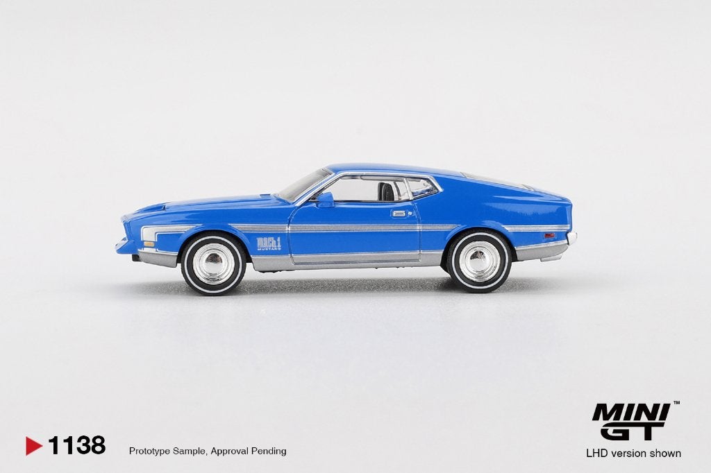 Mini GT Ford Mustang Mach 1 Grabber Blue, Www.rubensmodelautos.nl, Auto, Nieuw, Ophalen of Verzenden