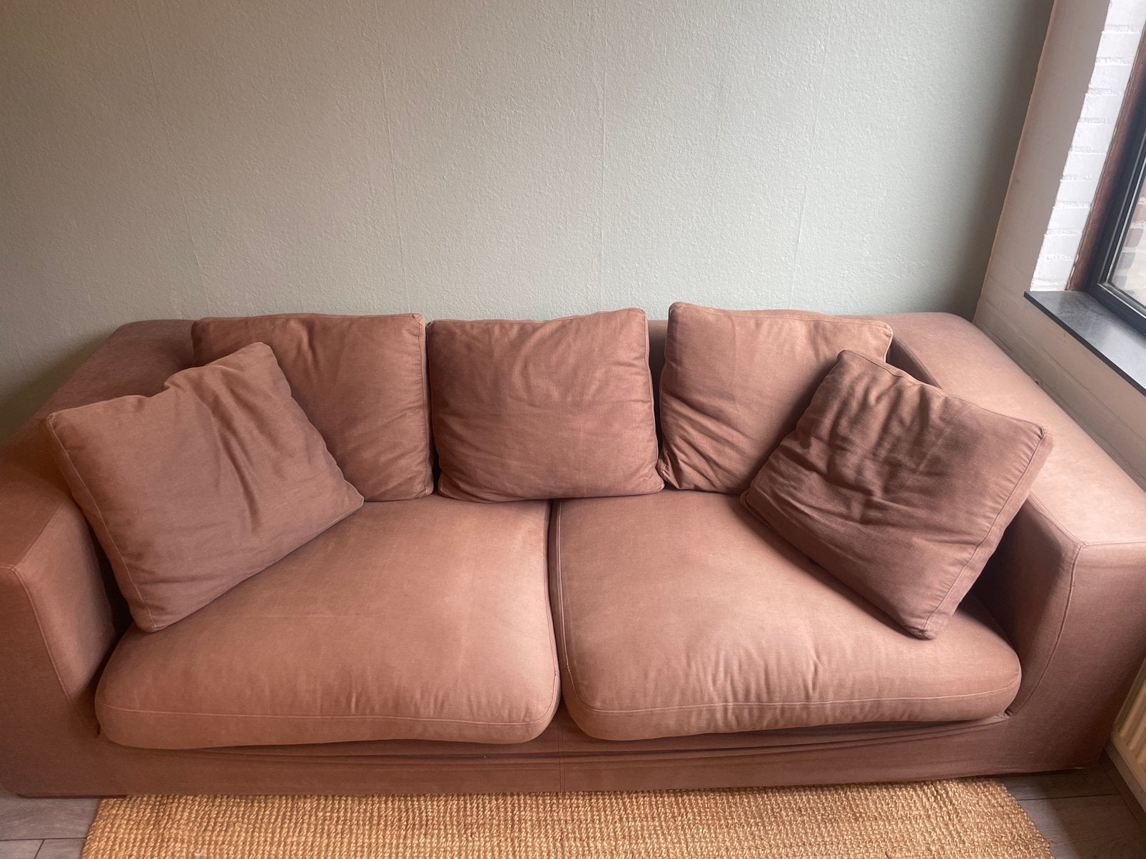 Linteloo bank – bruin – 3-zits – diepe zit, Huis en Inrichting, Gebruikt, Driepersoons, 75 tot 100 cm, Ophalen of Verzenden