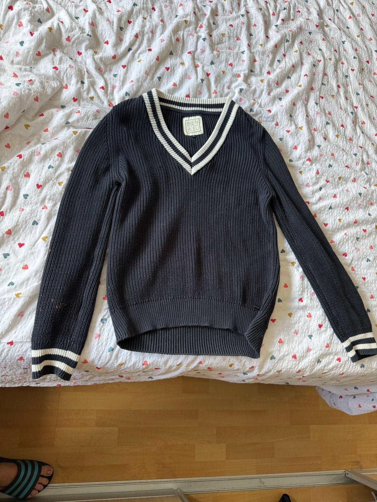 BIEN BLEU Gebreide trui met V-hals - Maat XL, Ophalen of Verzenden, Gedragen, Maat 46/48 (XL) of groter, Blauw