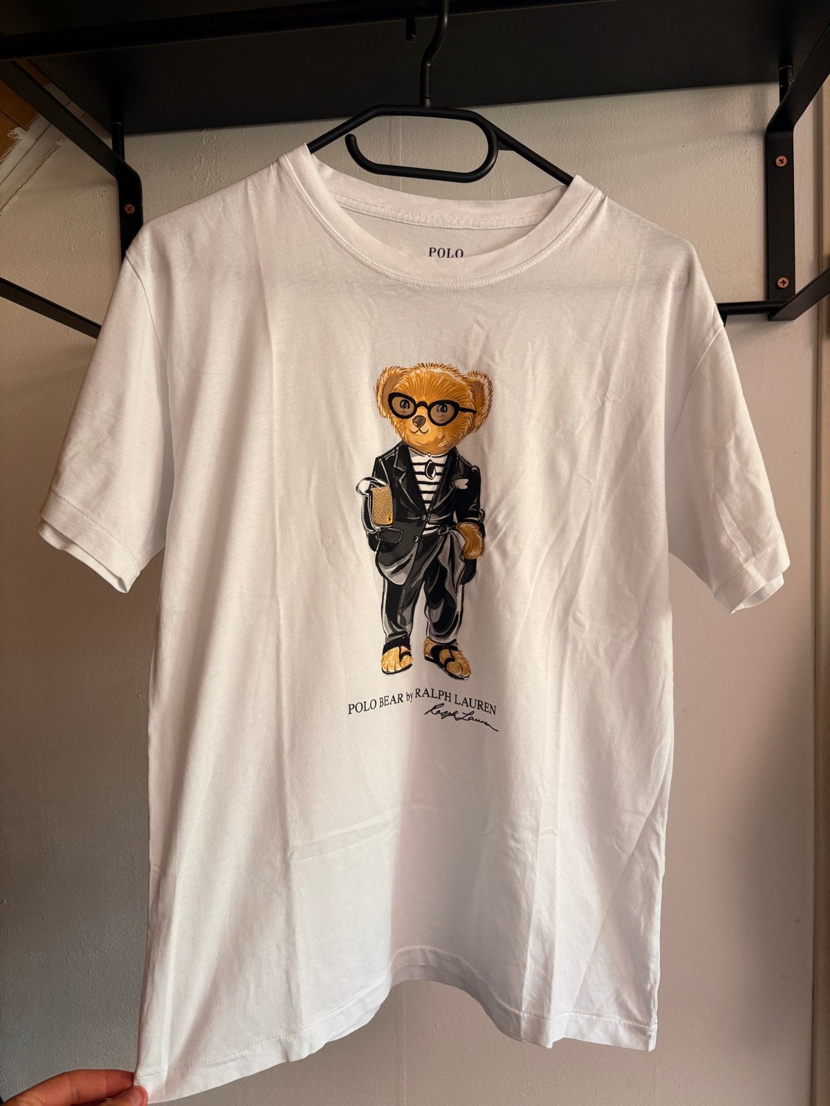 Polo Ralph Lauren T-shirt met Polo Bear print, Ophalen of Verzenden, Zo goed als nieuw, Maat 46 (S) of kleiner, Wit