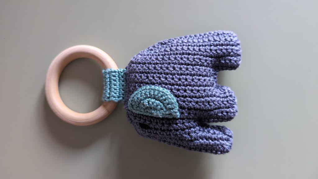 Zelfgemaakte olifant rammelaar voor babygym of box, Ophalen of Verzenden, Nieuw, Rammelaar