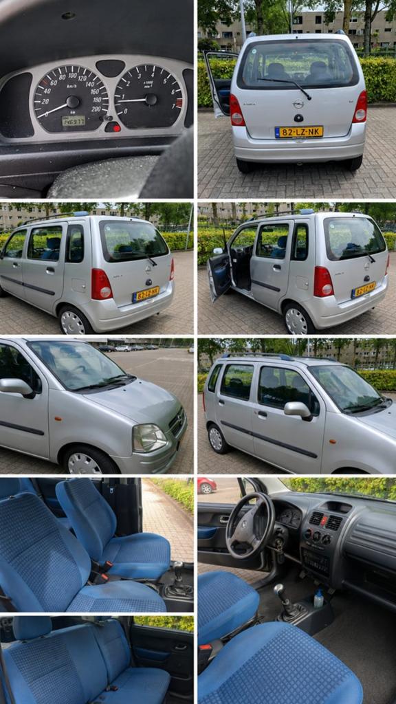 Opel Agila 1.2 I 16V 2003 Grijs, Stof, Origineel Nederlands, Handgeschakeld, Particulier
