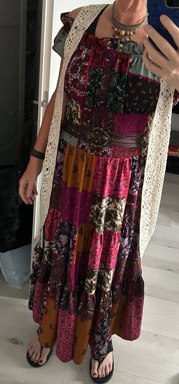 Nieuwe Leuke jurk met patchwork print maat 42, Meerkleurig, Maat 42/44 (L), Nieuw, Ophalen of Verzenden