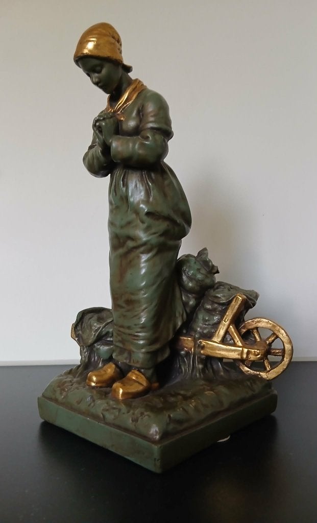 Antiek beeld, Gebr. Paridon, Amsterdam. 32 cm hoog., Gemerkt, Ophalen of Verzenden, 20 - 50 cm, Beeld