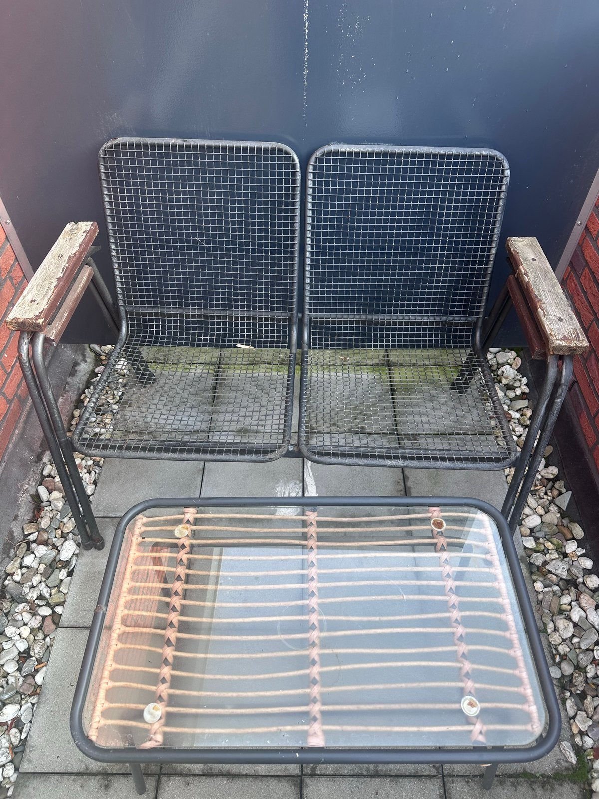 Vintage Tuinset: 2-zits bank en salontafel, Overige materialen, Gebruikt, Ophalen, 2 zitplaatsen