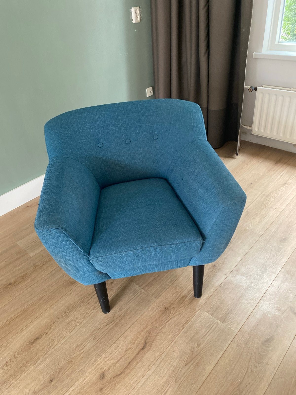 Comfortabele blauwe fauteuil en paarse  -samen, Ophalen, Gebruikt, Minder dan 75 cm, Heerlijke stoelen
