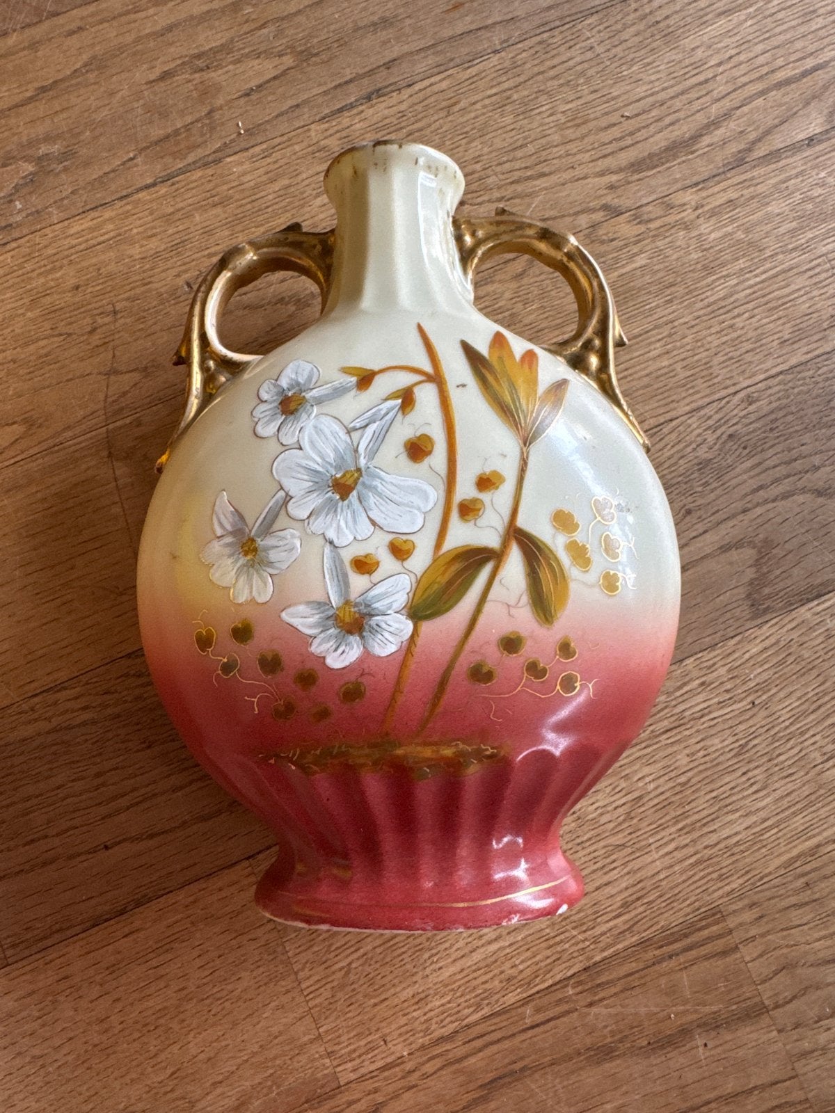 Antieke Victoria Carlsbad Art Nouveau Vaas - Handbeschilderd, Ophalen of Verzenden