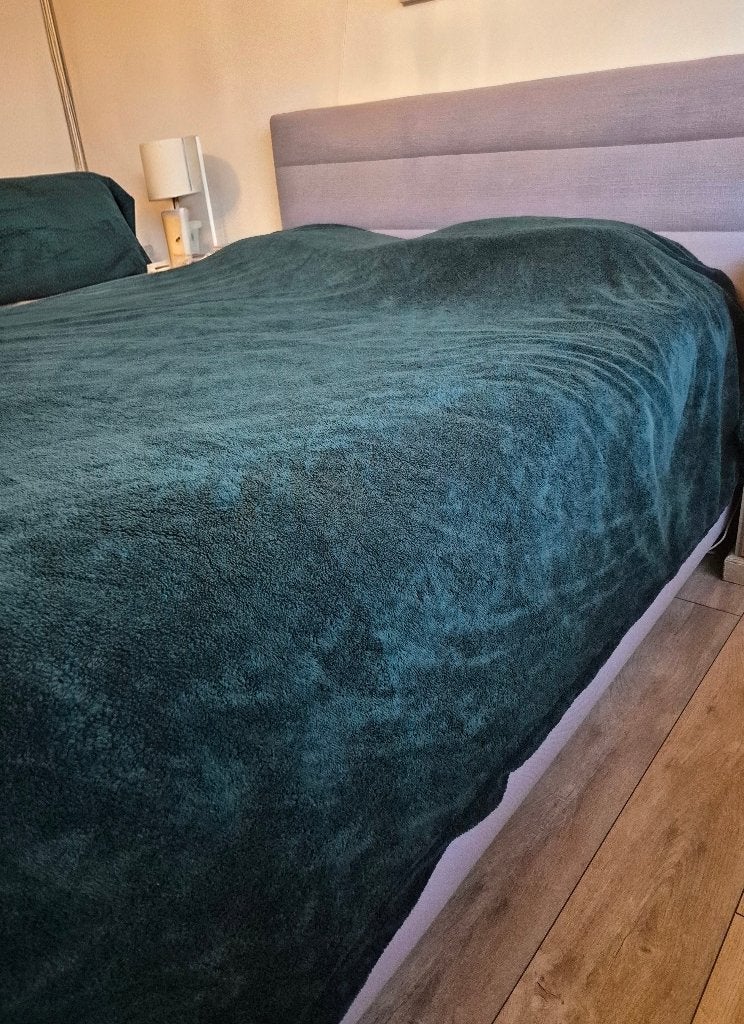 Optidee Optipluche Dekbedovertrek 240 x 220 cm – groen, Dekbedovertrek, Tweepersoons, Ophalen of Verzenden, Zo goed als nieuw
