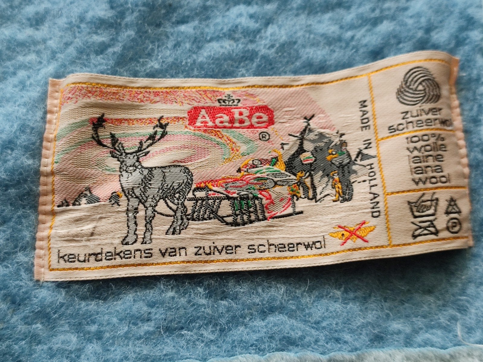 Vintage AaBe deken van zuiver scheerwol wol wollen blauw, Gebruikt, 100 tot 150 cm, Blauw, Vintage