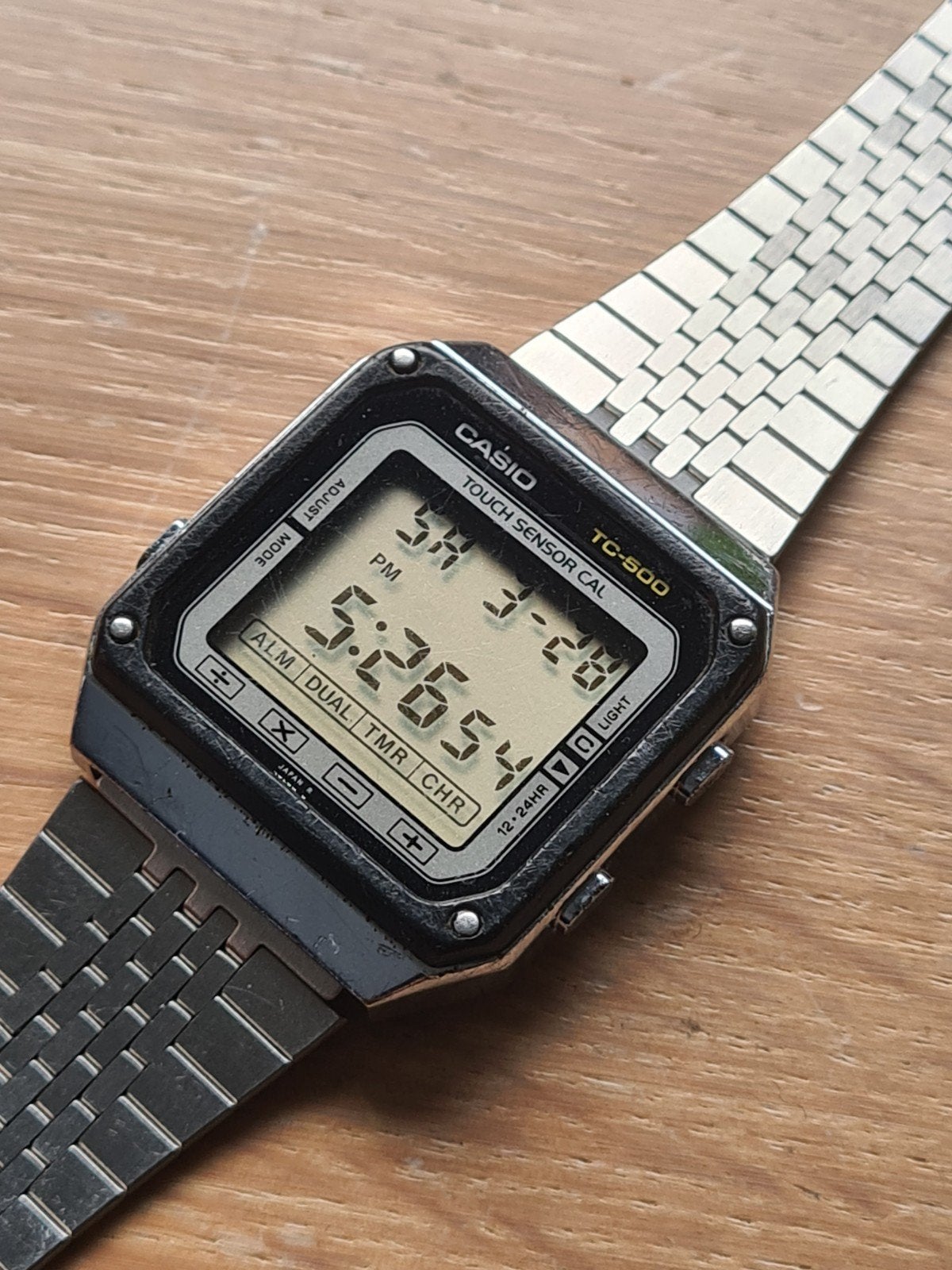 Vintage Casio TC-500 touch screen calculator horloge., Ophalen of Verzenden, Staal, Overige merken, 1960 of later