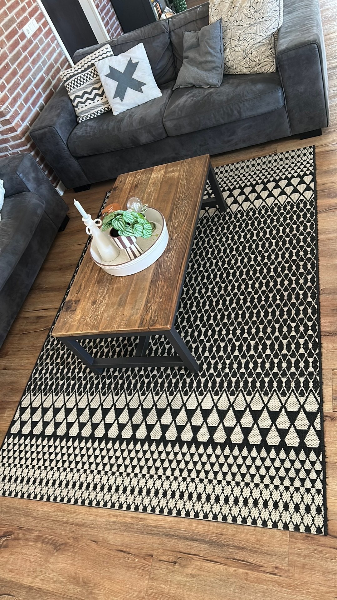 Vloerkleed 228 bij 158 cm zwart wit, Ophalen, Zwart, 150 tot 200 cm, 200 cm of meer