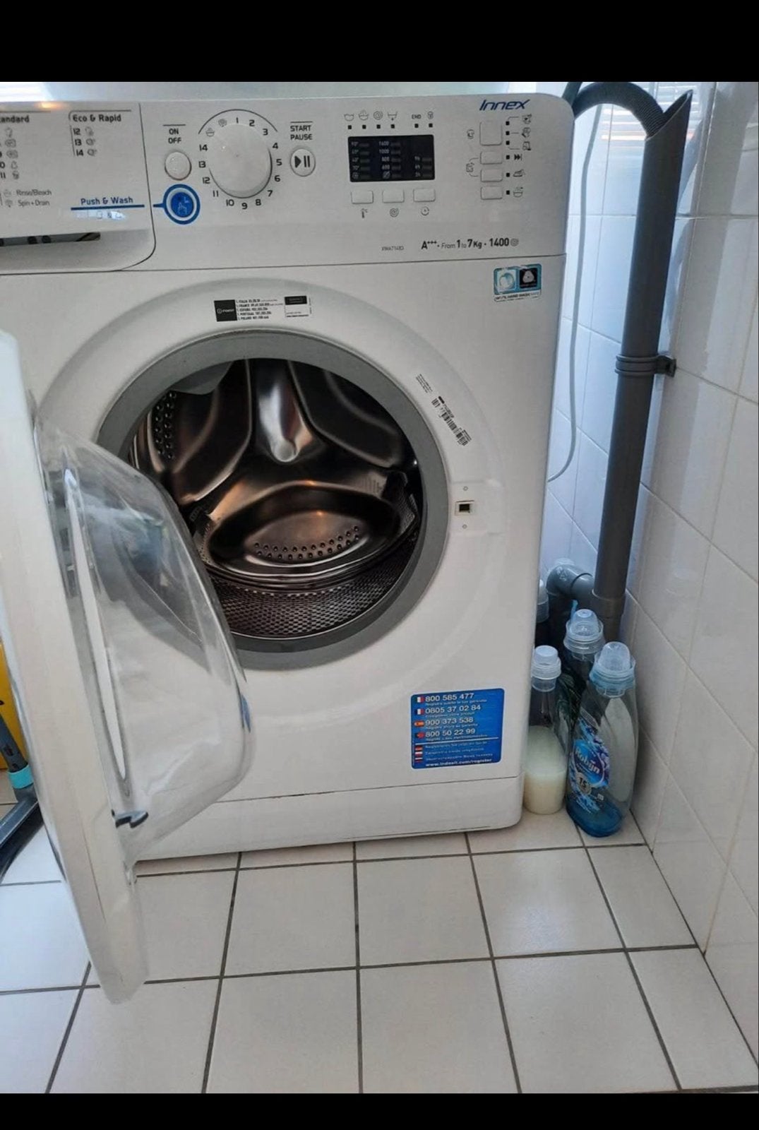 Indesit Innex Wasmachine A+++ 7kg 1400 toeren, Witgoed en Apparatuur, Ophalen, Zo goed als nieuw, 85 tot 90 cm, 1200 tot 1600 toeren