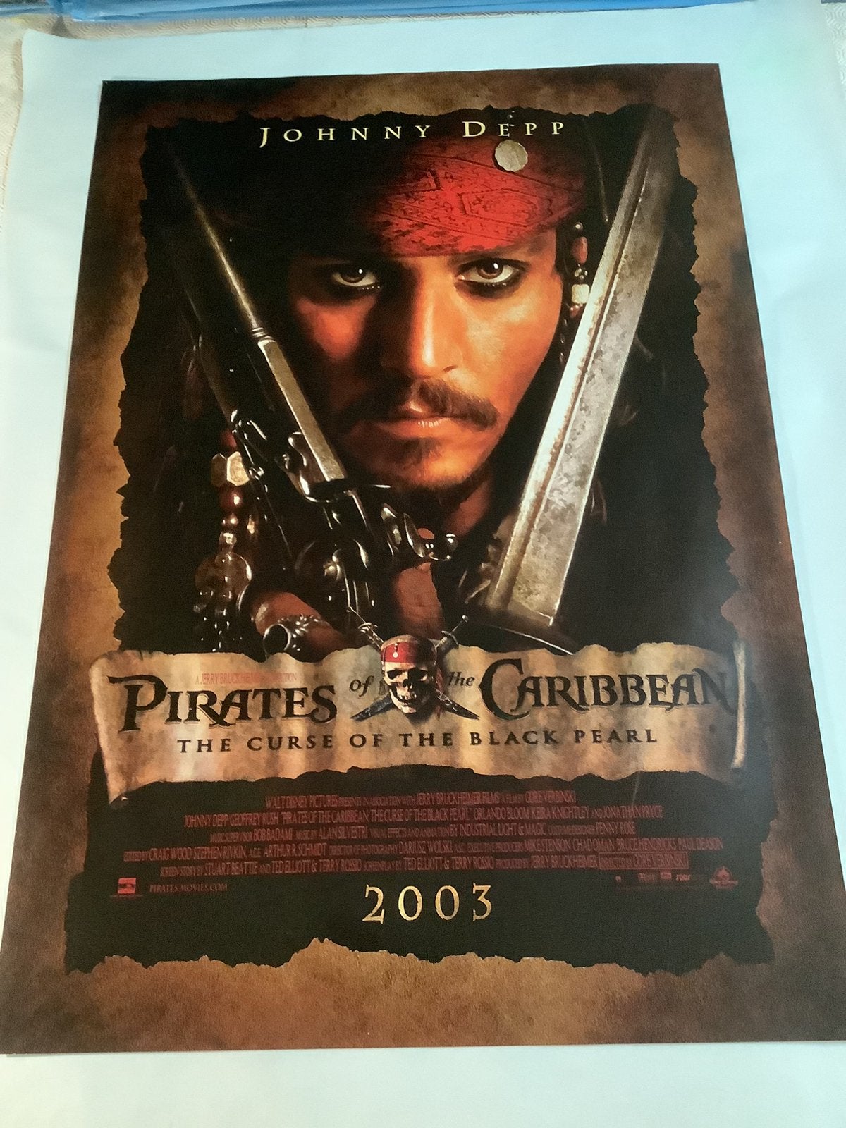 PIRATES OF THE CAREBBEAN   Souvenir poster  68-98 cm, Ophalen of Verzenden, Zo goed als nieuw, Deurposter of groter, Film en Tv