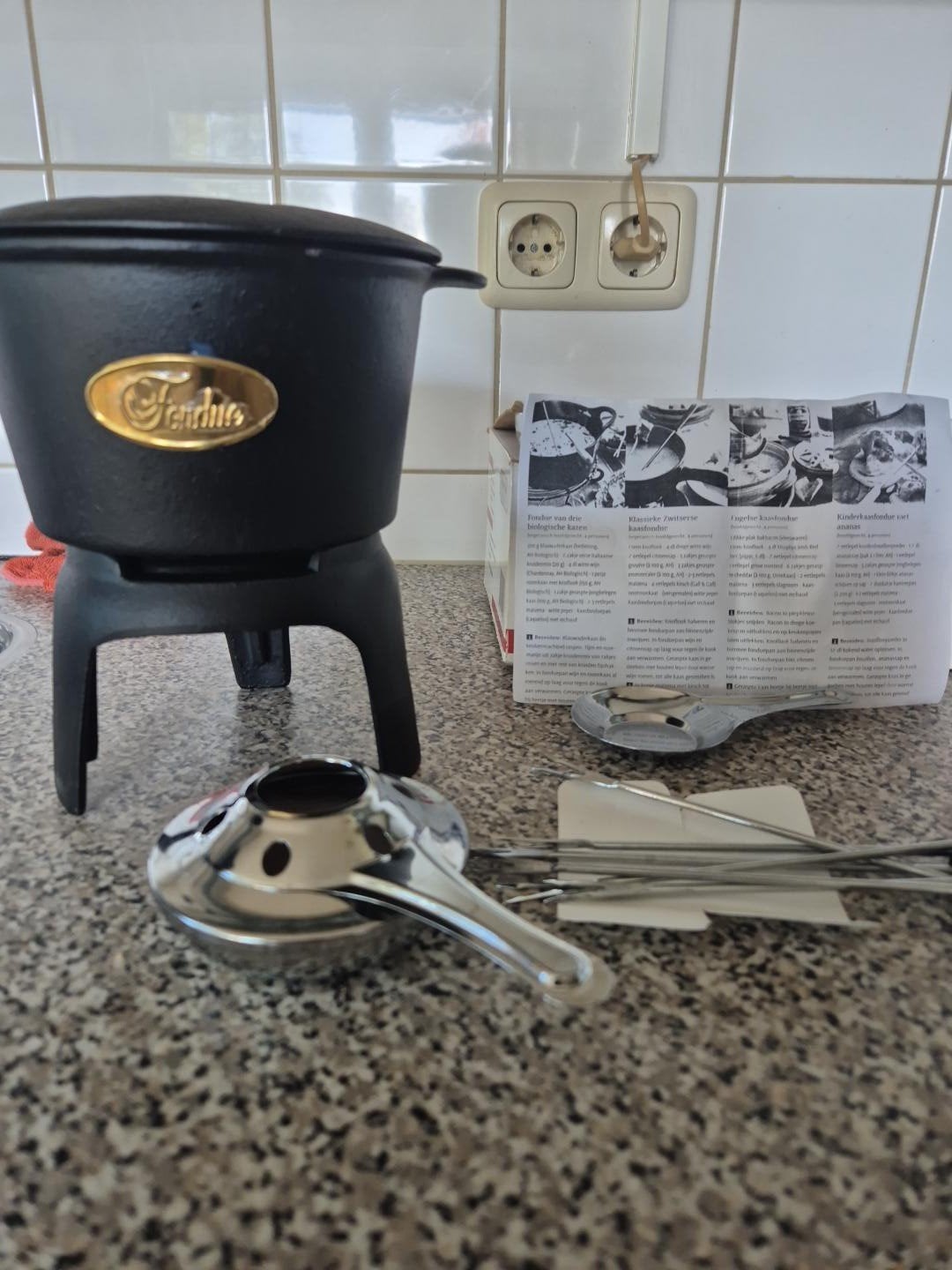 Imperial Fonduepan - Gietijzeren Fondueset met Brandpasta, Ophalen, Zo goed als nieuw, Brander, Fondueset