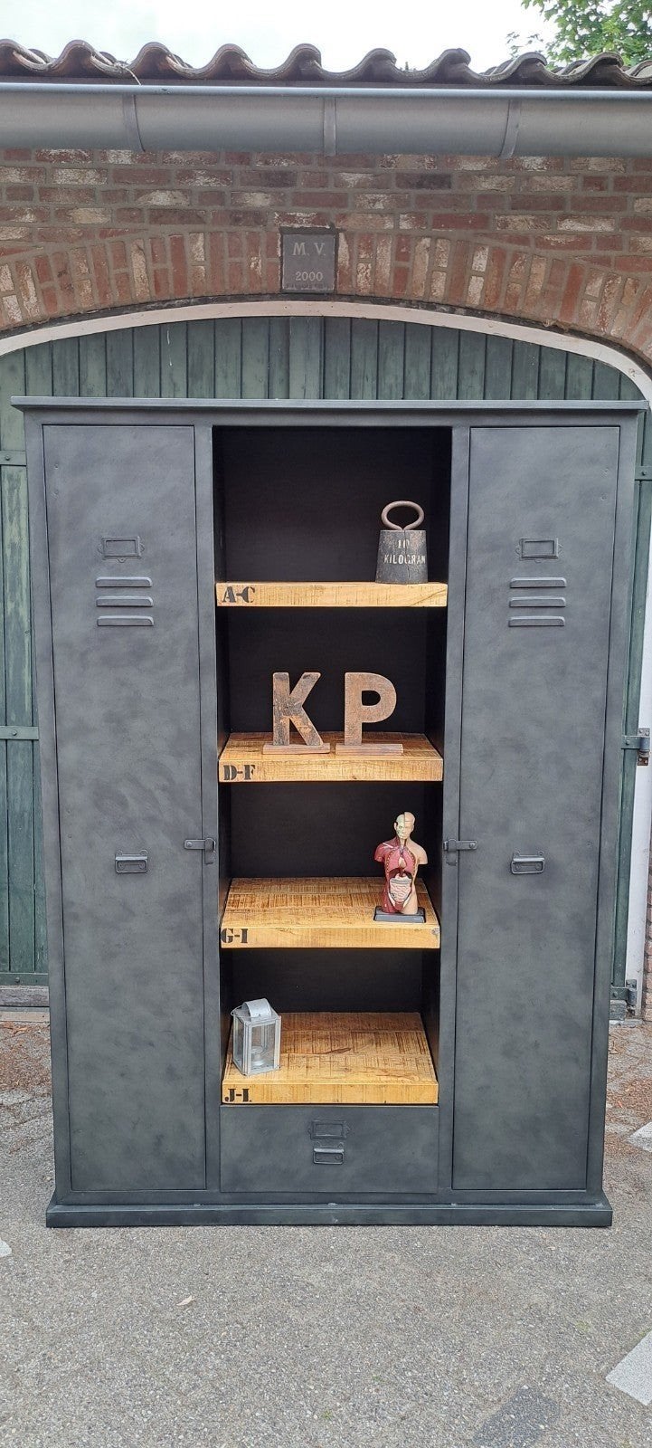 Mooie nieuwe geschilderde locker met mango planken, Ophalen of Verzenden, Nieuw, Industrieel, Modern, Decoratief