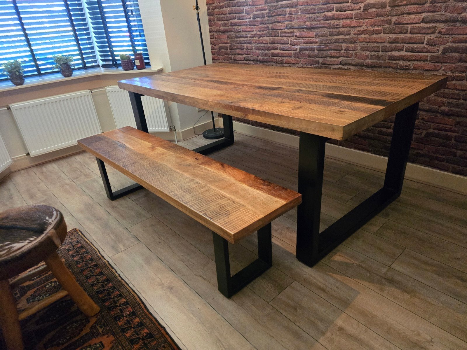 Mango Houten Eettafel + Bank  200x100x78 CM, Ophalen, 200 cm of meer, 50 tot 100 cm, Zo goed als nieuw