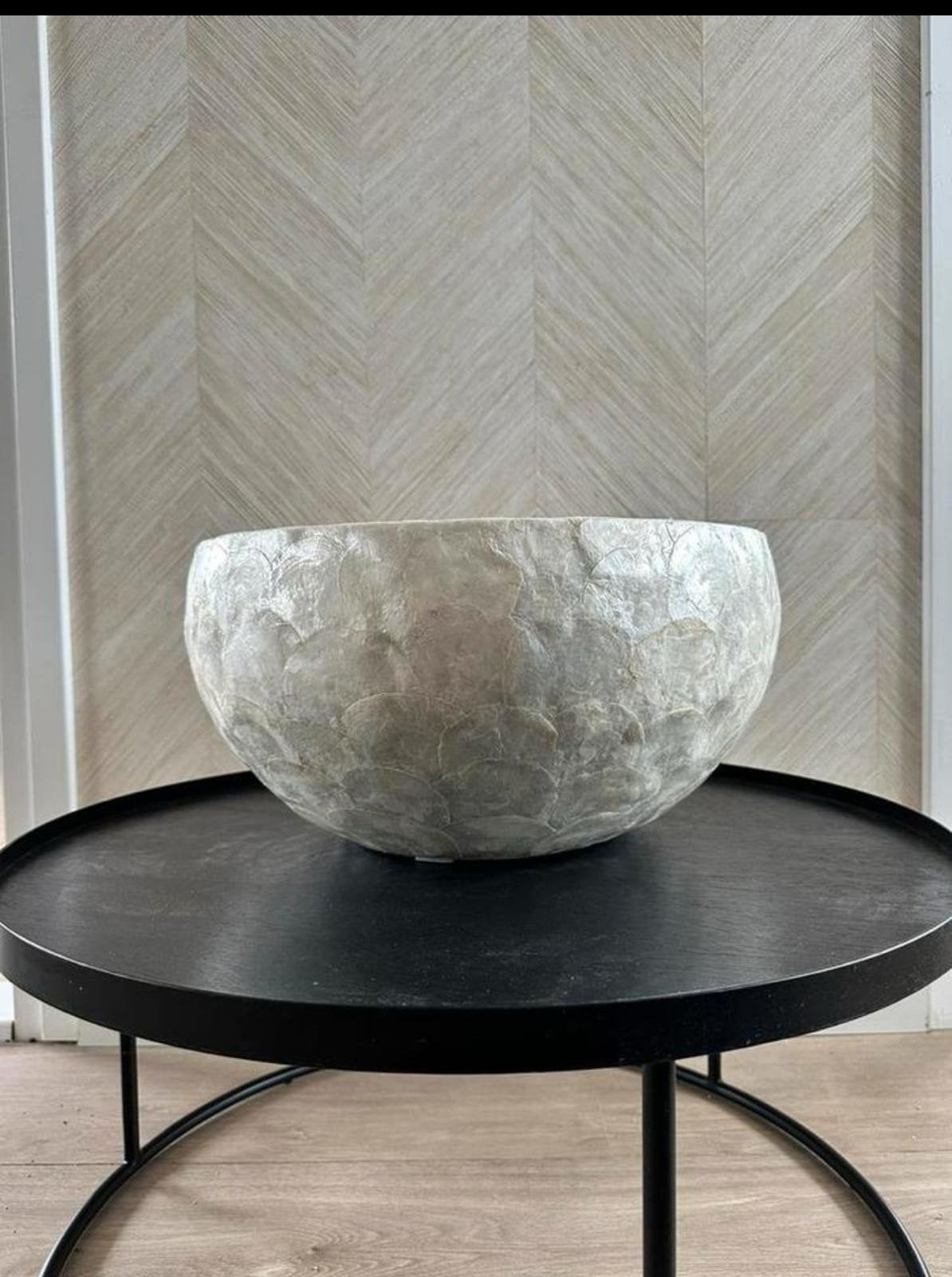 Decoratieve schaal parelmoer van pot en vaas capiz, Overige materialen, Schaal, Rond, Ophalen of Verzenden