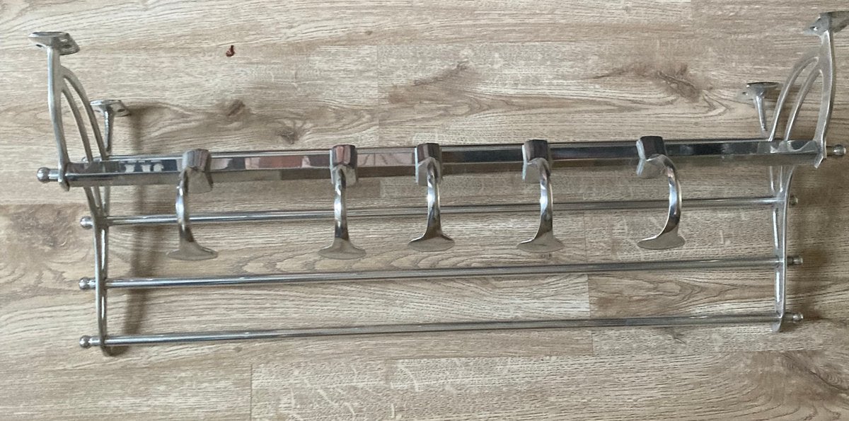 Kapstok zilver metaal vintage, Huis en Inrichting, Wandkapstok, Gebruikt, Ophalen of Verzenden, Minder dan 100 cm