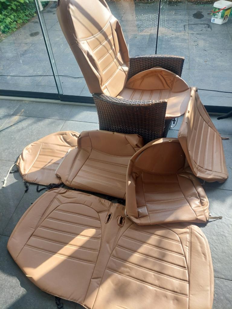 Auto stoelhoezen set Fiat 500 (2018) - Beige leerlook, Auto-onderdelen, Ophalen, Gebruikt, Fiat